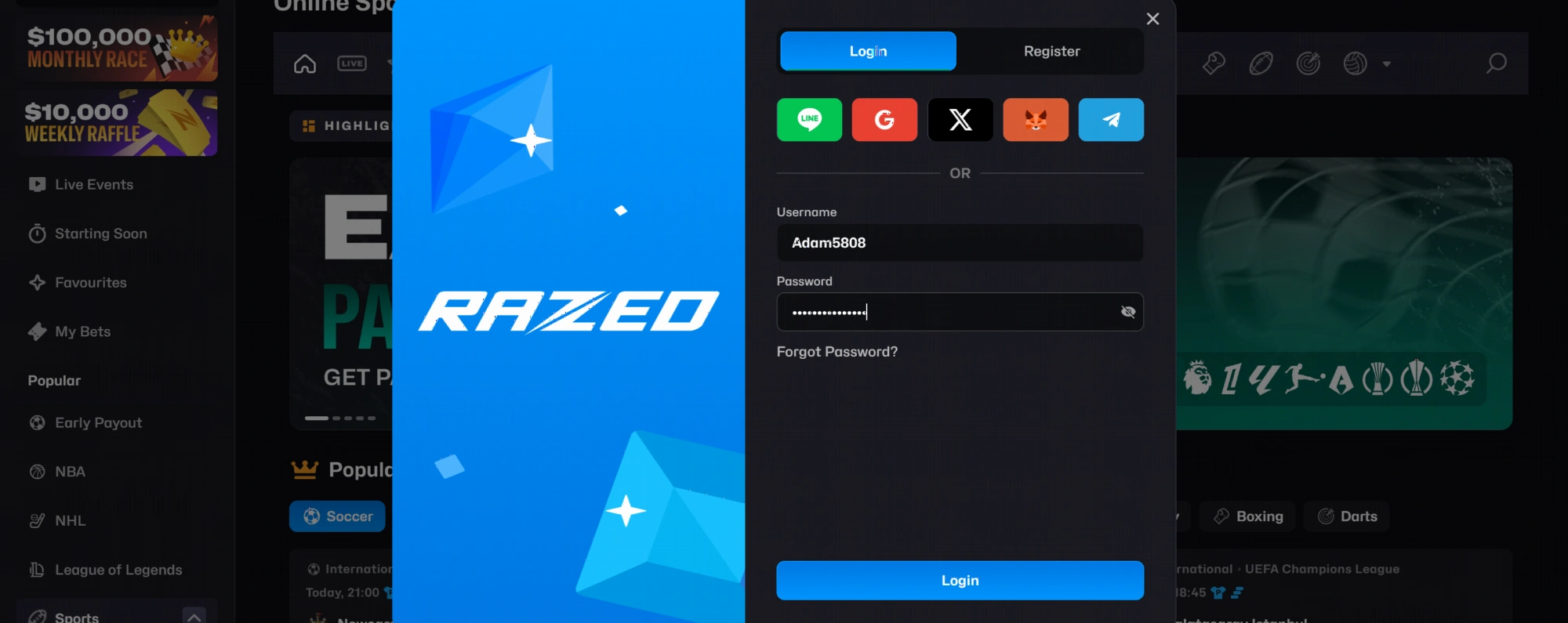 Razed Casino login and account access for Australian players